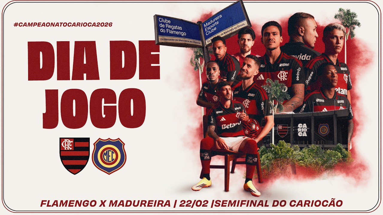 🔴 AO VIVO: FLAMENGO x MADUREIRA | PRÉ-JOGO + NARRAÇÃO | CARIOCÃO | SEMIFINAL - JOGO 1 (22/02/26)