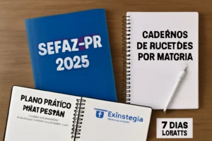 Guia de Estudos Sefaz PR 2025, Cadernos de Questões por Matéria, Plano Prático para Passar e Acesso no SQ do Estratégia com 7 dias grátis