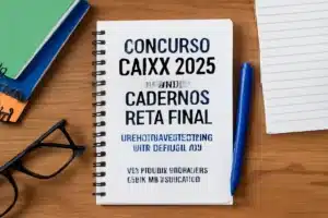 Concurso Caixa 2025: Cadernos Reta Final com questões anteriores por disciplina, 184 vagas imediatas + 552 em cadastro, salários R$ 12.371,00 a R$ 16.495,00 — prepare-se