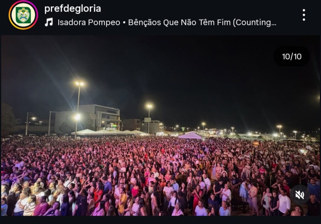 Noite Gospel em Glória-SE: Milhares Celebram Fé com Isadora Pompeo e Louvor Impactante - Acervo/ Instagram/ @prefdegloria
